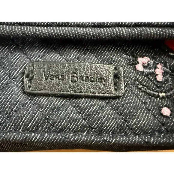 Vera Bradley Iconic RFID Crossbody Wallet - Denim Navy w/Heart Embroidery NWT - Picture 3 of 8